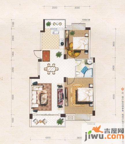 恒立佘山98号2室2厅1卫93.8㎡户型图