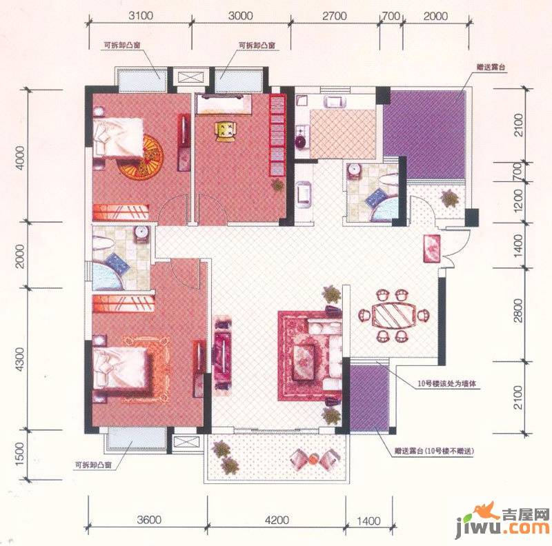 恒立佘山98号3室2厅2卫122.2㎡户型图