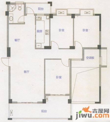 罗马象湖壹号3室2厅1卫121.9㎡户型图