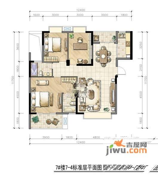 众鑫城上城3室2厅2卫133㎡户型图