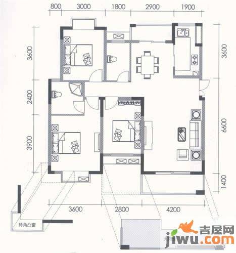 联泰香域尚城3室2厅2卫125㎡户型图