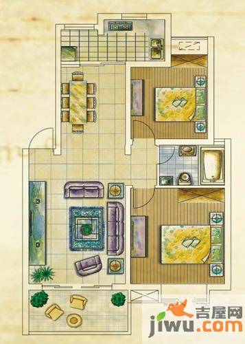 路通城邦2室2厅1卫86.8㎡户型图