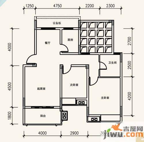 保集半岛2室2厅1卫86.4㎡户型图