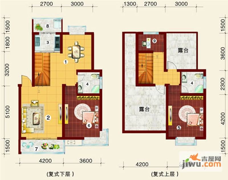 金桥慧景七彩时光3室2厅2卫125㎡户型图