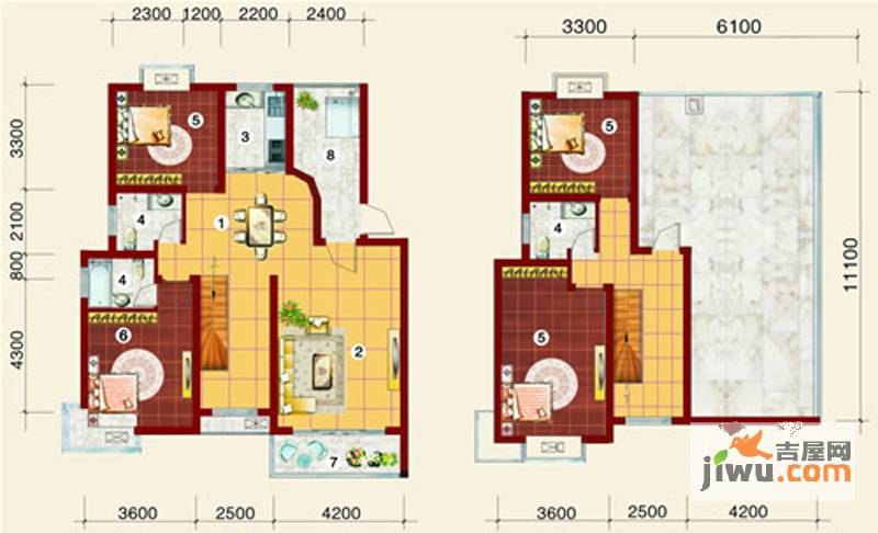 金桥慧景七彩时光4室2厅3卫163㎡户型图