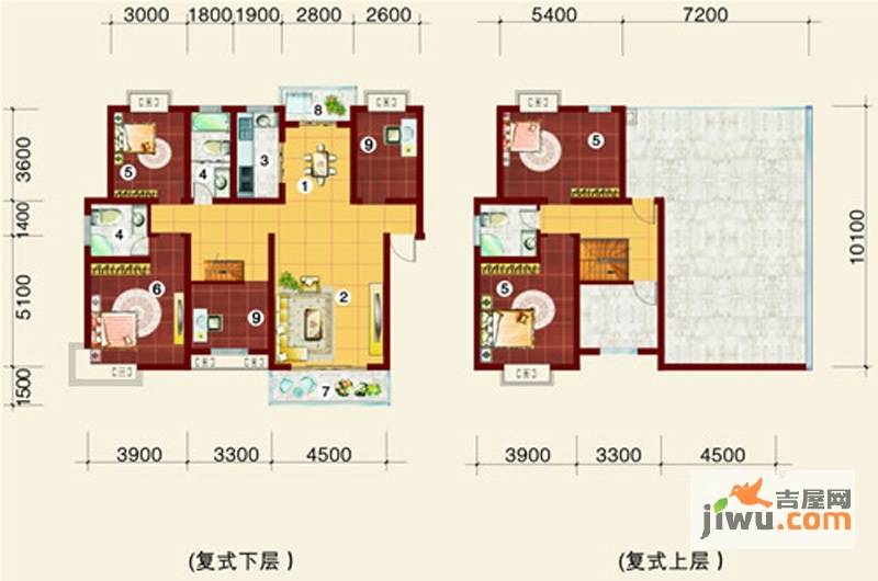 金桥慧景七彩时光6室2厅3卫201㎡户型图