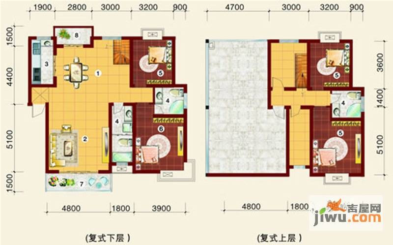 金桥慧景七彩时光4室2厅3卫188㎡户型图