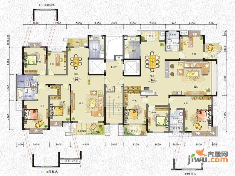 联泰香域滨江4室2厅2卫151㎡户型图