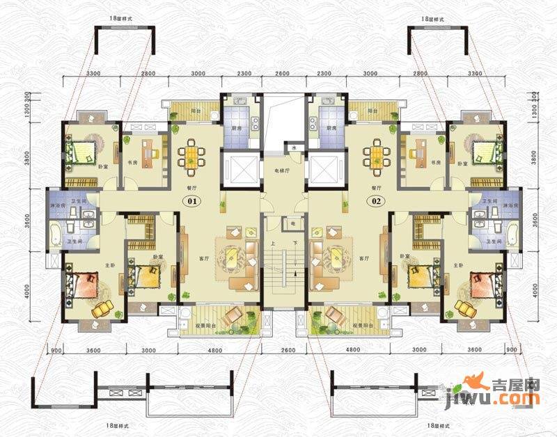 联泰香域滨江4室2厅2卫151㎡户型图