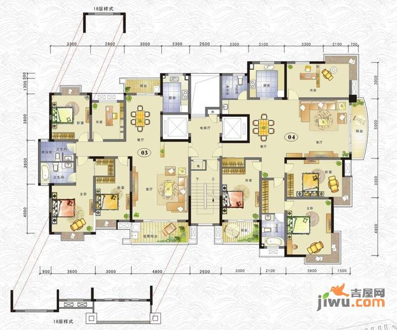 联泰香域滨江4室2厅2卫151㎡户型图