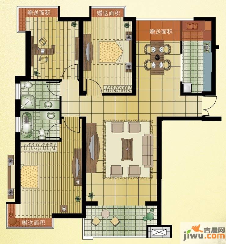 紫金城3室2厅2卫125㎡户型图