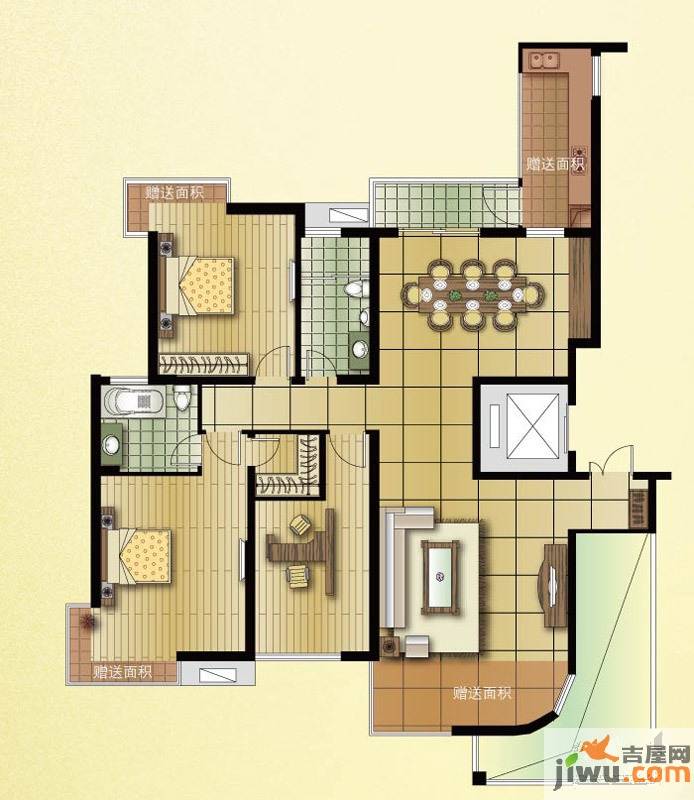 紫金城3室2厅2卫150㎡户型图