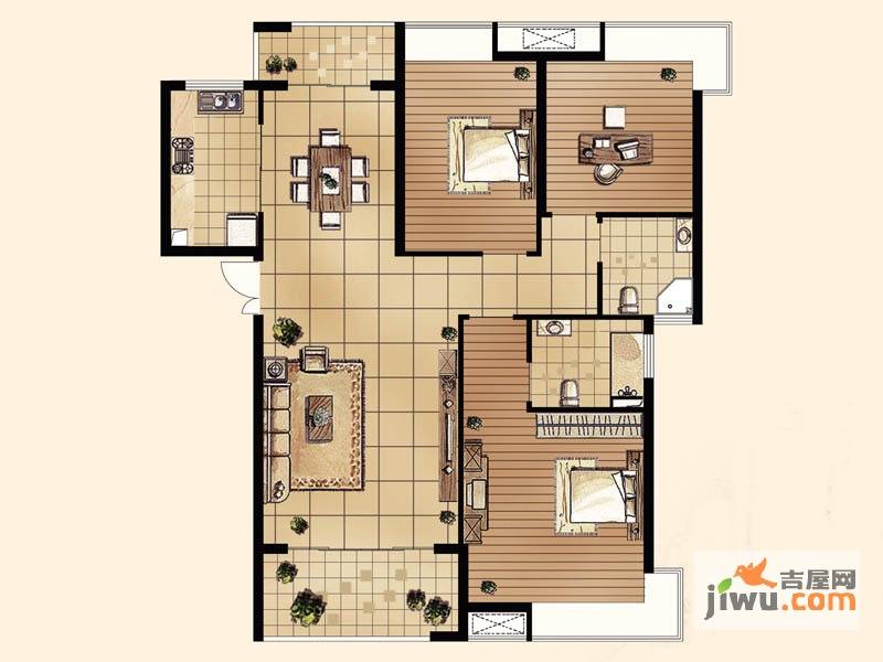 紫金城3室2厅2卫125㎡户型图