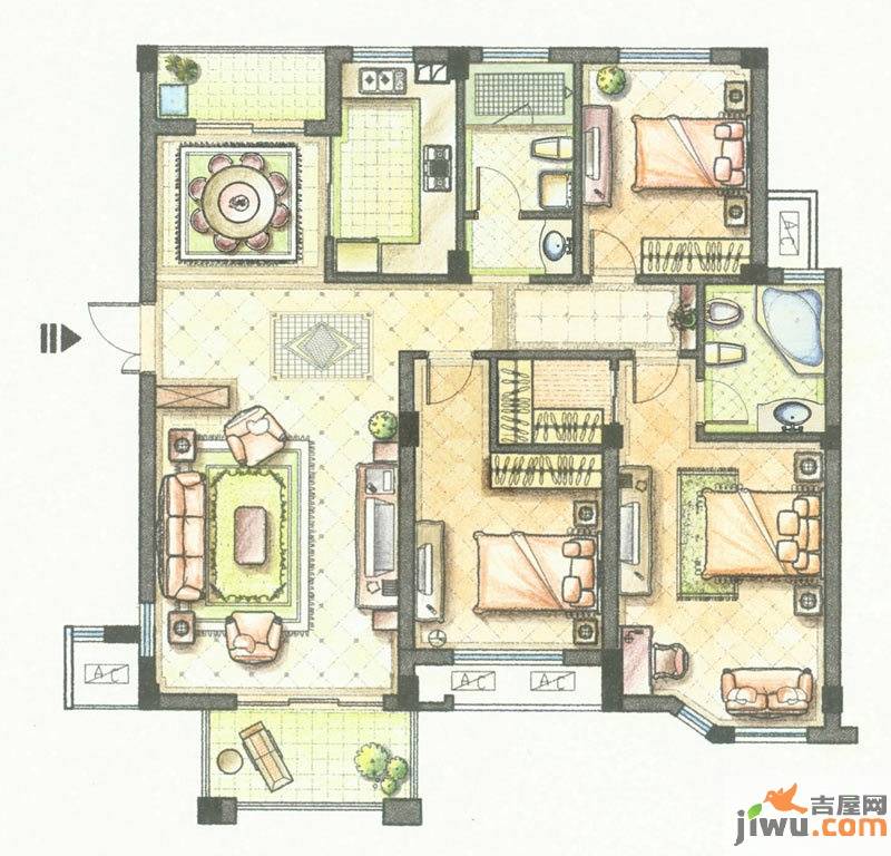 莱卡小镇3室2厅2卫125.9㎡户型图