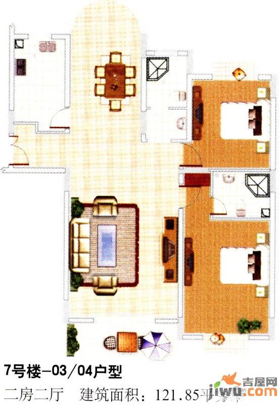 嘉合万世2室2厅1卫98㎡户型图