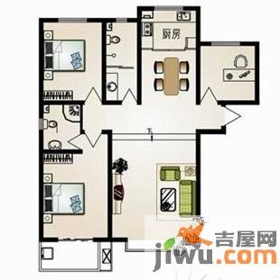 新城国际花都二期3室2厅1卫97㎡户型图