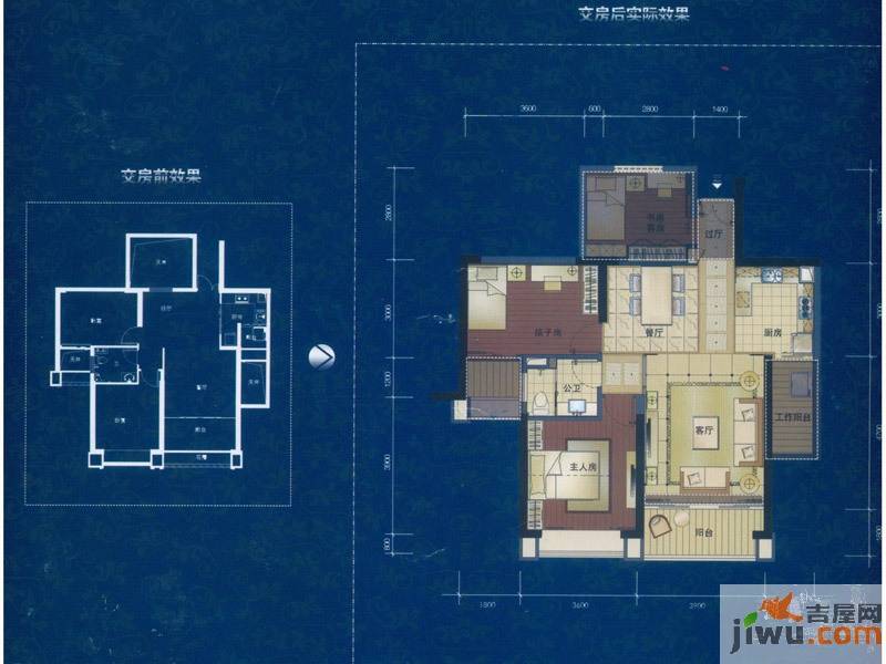 地中海阳光3室2厅1卫88.1㎡户型图