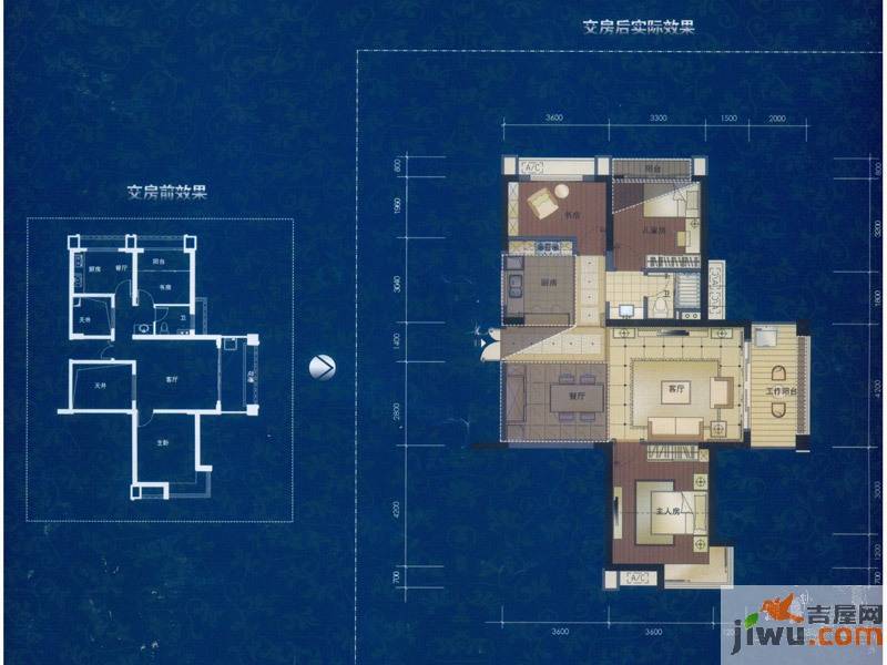 地中海阳光3室2厅1卫89㎡户型图