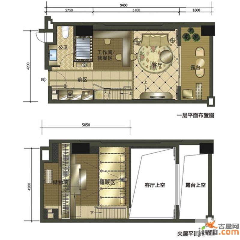 地中海阳光1室1厅1卫41㎡户型图