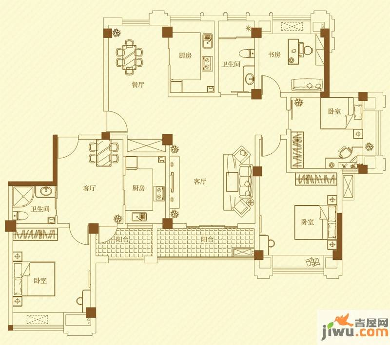 名门世家普通住宅166㎡户型图