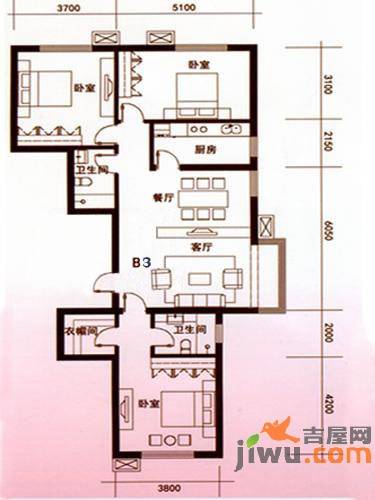 丰润帝景豪庭3室2厅2卫139.1㎡户型图