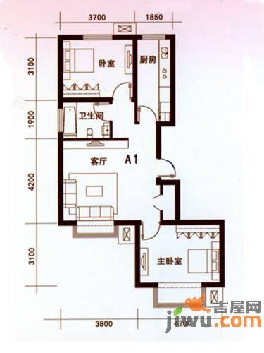 丰润帝景豪庭2室2厅1卫81.7㎡户型图