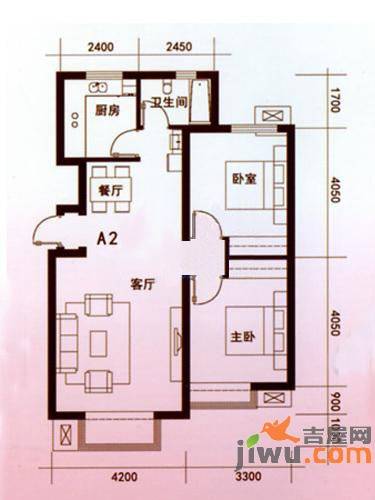 丰润帝景豪庭2室2厅1卫90.1㎡户型图