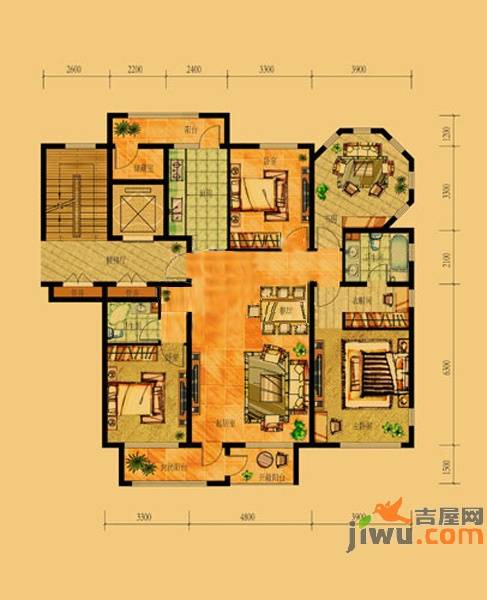 凤凰世嘉3室2厅2卫170㎡户型图