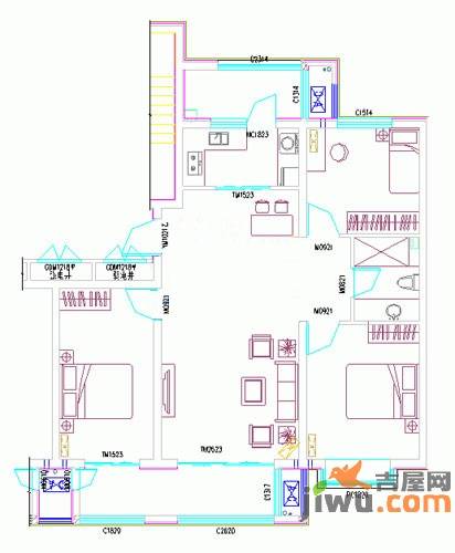 六湾3室2厅1卫户型图