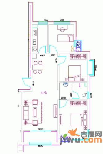 六湾3室2厅1卫户型图