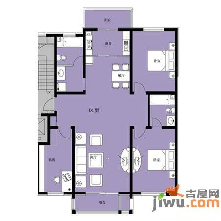 亨泰公寓3室2厅1卫140㎡户型图