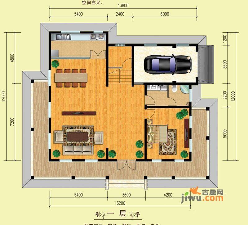 山水美居别墅1室2厅1卫390.8㎡户型图