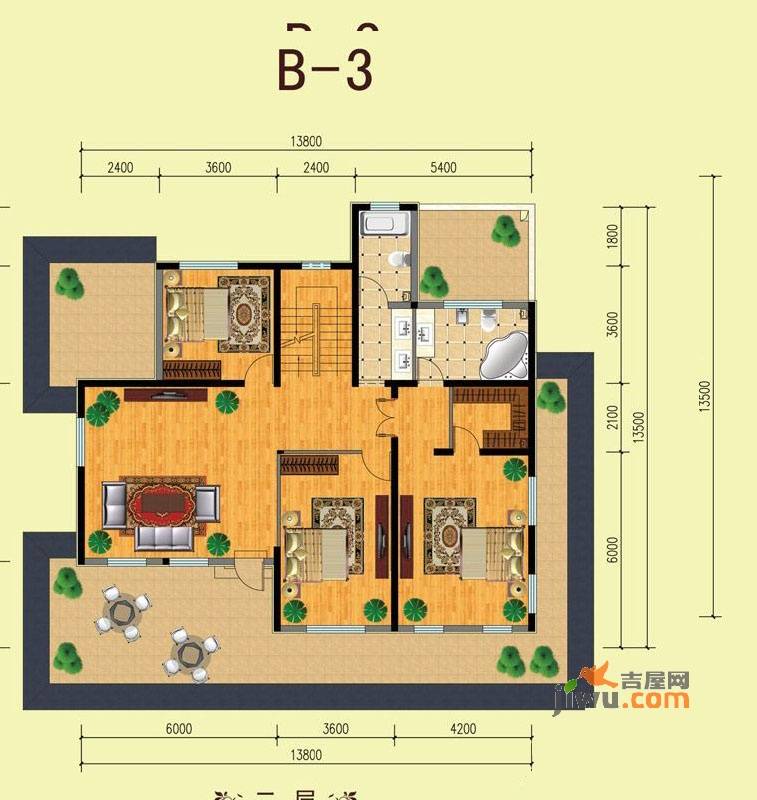 山水美居别墅3室1厅2卫434.5㎡户型图