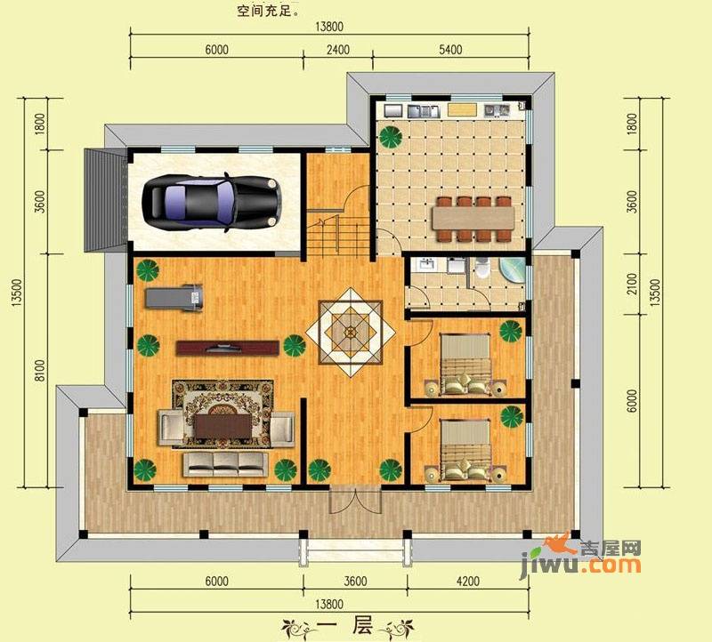 山水美居别墅2室2厅1卫434.5㎡户型图