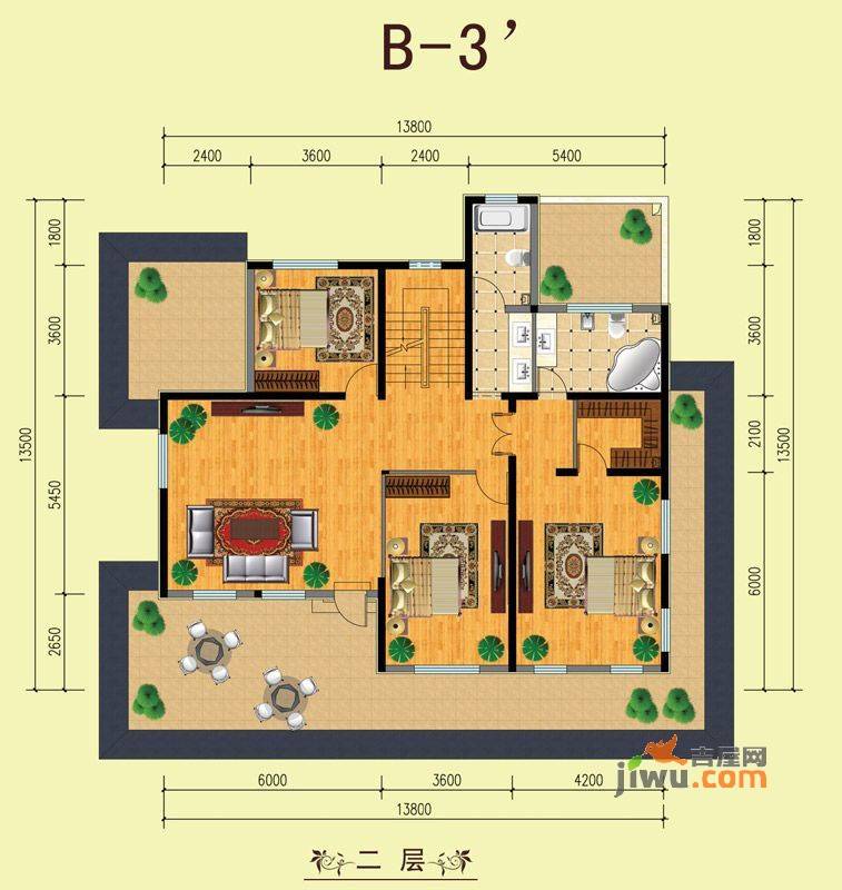 山水美居别墅3室1厅2卫434.5㎡户型图