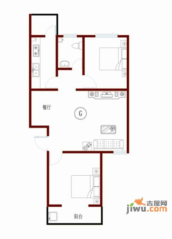 华都圣地2室2厅1卫78.9㎡户型图