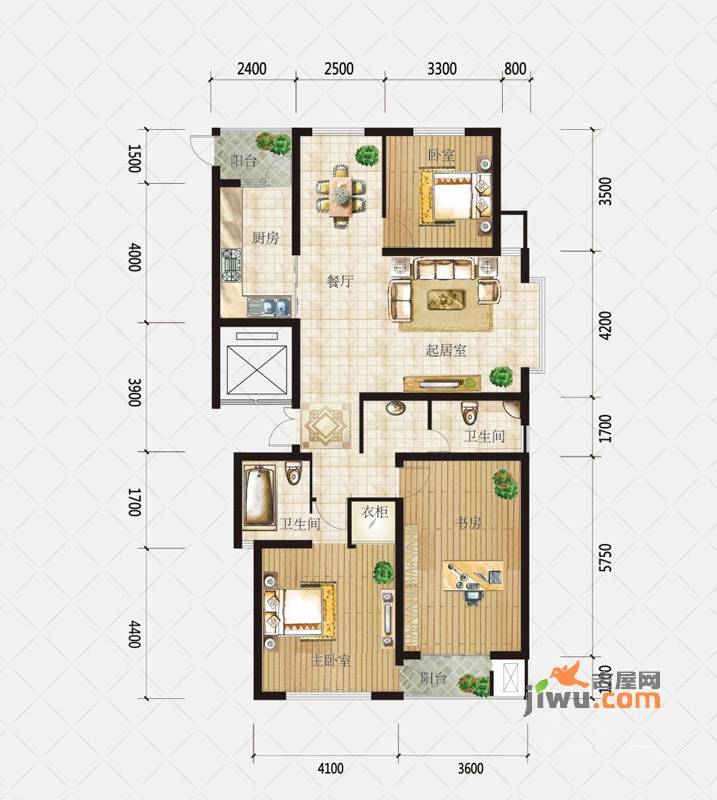 盛和观邸3室2厅2卫156.7㎡户型图