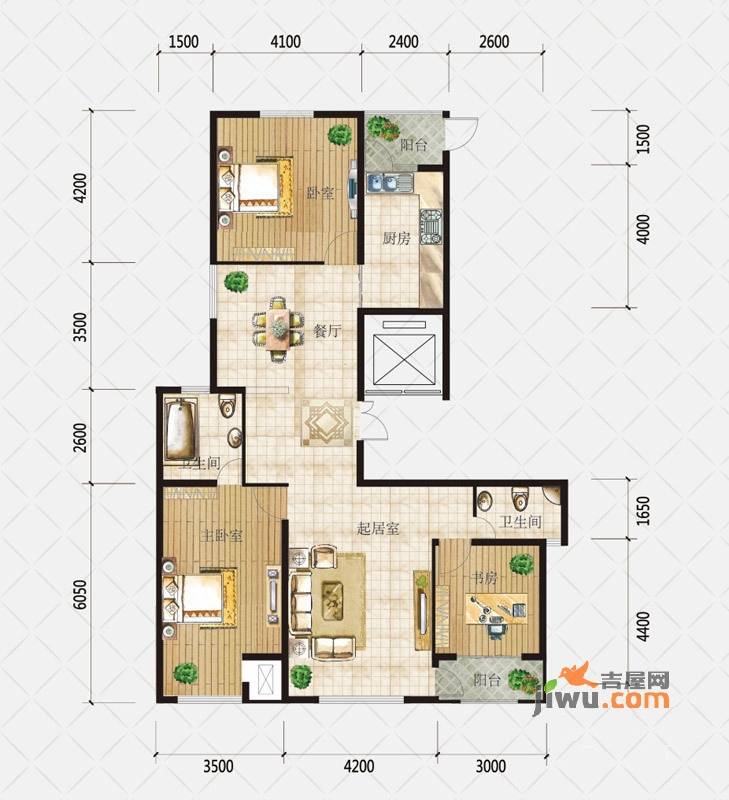 盛和观邸3室2厅2卫154.4㎡户型图