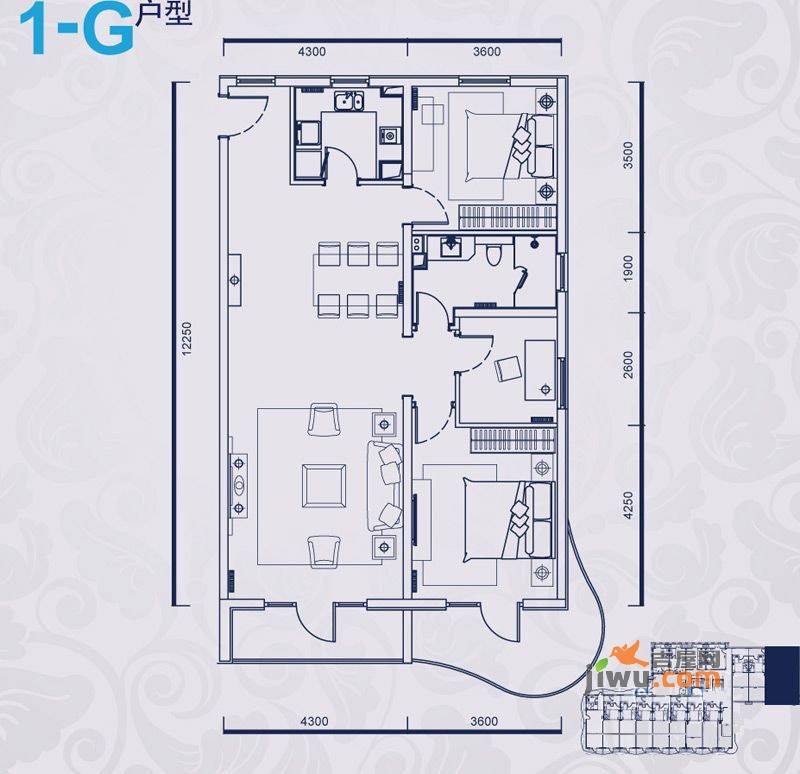 青年都会3室2厅1卫131.9㎡户型图