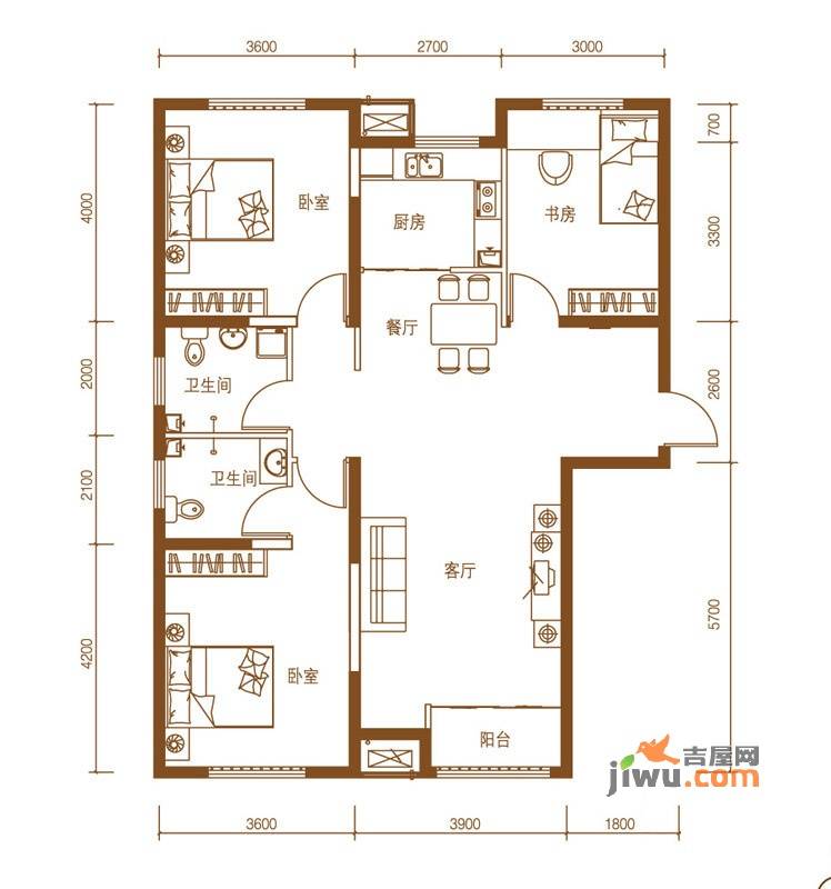 浭阳新城3室2厅2卫户型图