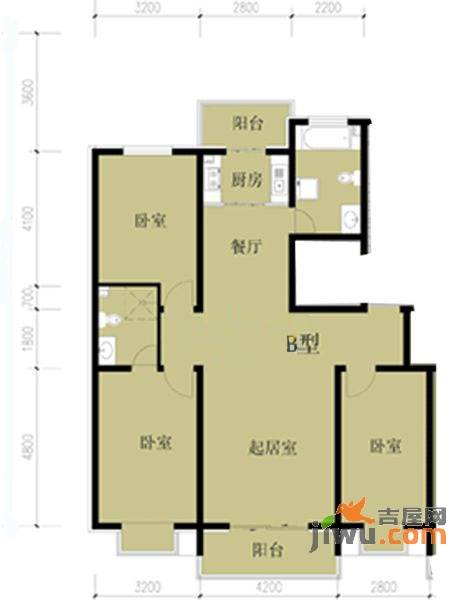 凤凰春城3室2厅2卫123.8㎡户型图