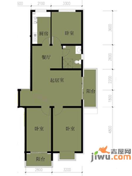 凤凰春城3室2厅1卫104.7㎡户型图