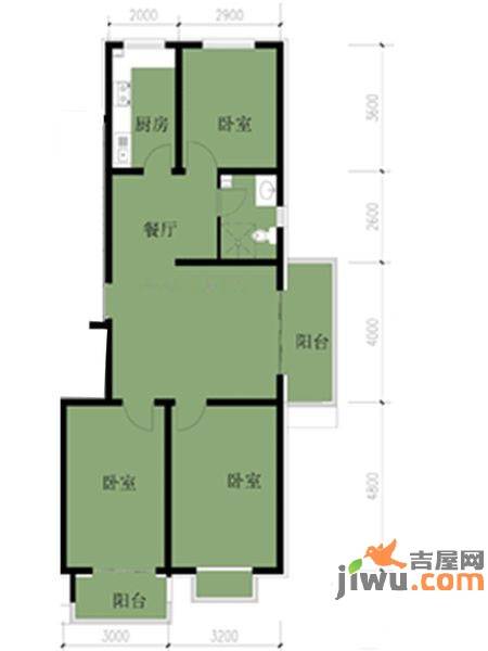 凤凰春城3室2厅1卫102.5㎡户型图