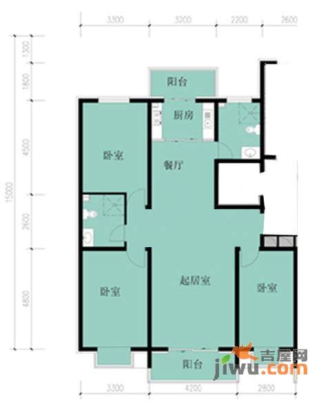 凤凰春城3室2厅2卫133.9㎡户型图