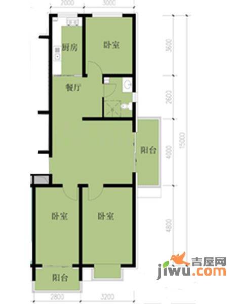 凤凰春城3室2厅1卫104.3㎡户型图