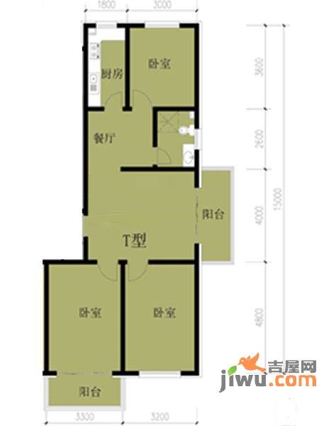 凤凰春城3室2厅1卫99.8㎡户型图