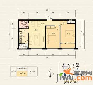 东旭花园2室2厅1卫89.9㎡户型图