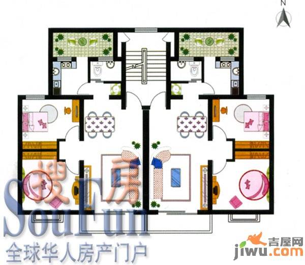 爱民花苑2室1厅1卫105.4㎡户型图