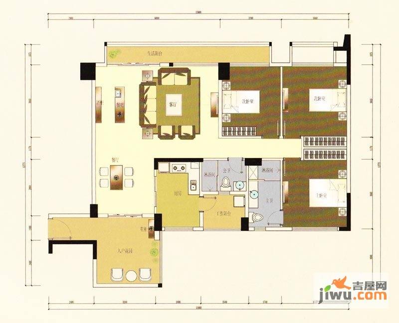 城东名门3室2厅2卫139㎡户型图