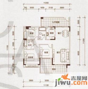 东城艺墅3室2厅2卫户型图